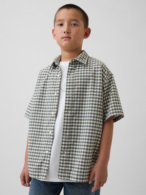 Gap Erkek Çocuk Yeşil Relaxed Ekose Oxford Gömlek