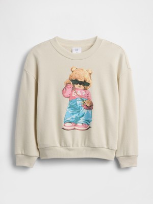Gap Kız Bebek Bej Logo Fransız Havlu Kumaş Sweatshirt