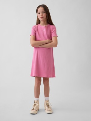 Gap Kız Çocuk Pembe Gap Logo Fitilli T-Shirt Elbise