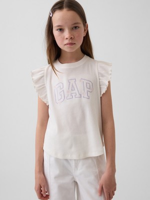 Gap Kız Çocuk Beyaz Arch Logo Ruffle T-Shirt