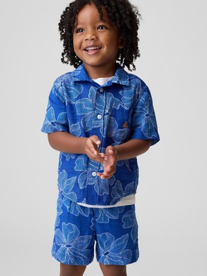 Gap Erkek Bebek Kobalt Mavisi Pamuklu Gauze Çiçek Drsenli Outfit Set