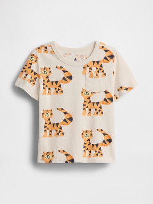 Gap Erkek Bebek Bej Mix & Match Pocket T-Shirt
