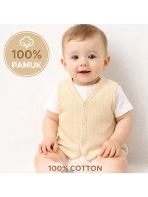 Angeltouch %100 Pamuk Kız Erkek Bebek Yelek Raporlu Basic