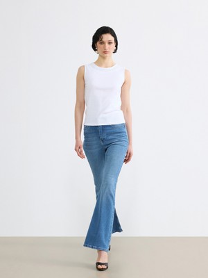 Soulife Yüksek Bel Flare Kadın Jean Pantolon