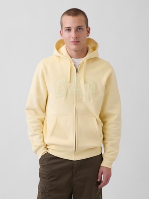 Gap Erkek Sarı Vintagesoft Arch Logo Tam Fermuarlı Sweatshirt