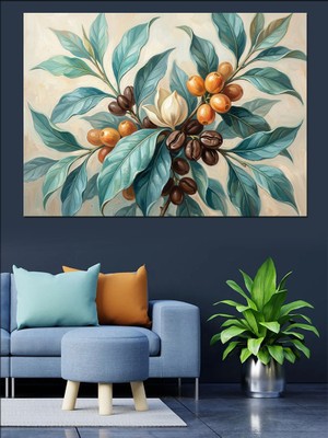Tablomega Meyveli ve Yapraklı Botanik Çizim Dekoratif Kanvas - Mdf Ahşap Tablo