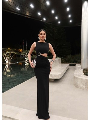 Esra Helvacı Eh Collection Aksesuar Detaylı Bel Formlu Elbise