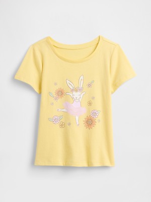 Gap Kız Bebek Sarı Grafik Baskılı T-Shirt