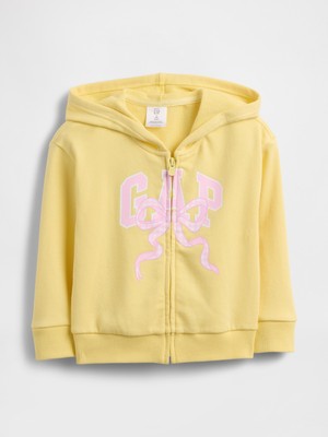 Gap Kız Bebek Sarı Relaxed Logo Fransız Havlu Kumaş Fermuarlı Sweatshirt