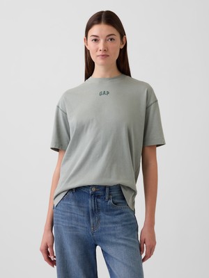 Gap Kadın Açık Yeşil Organik Pamuk Vintagesoft Athletic Logo Tunik T-Shirt