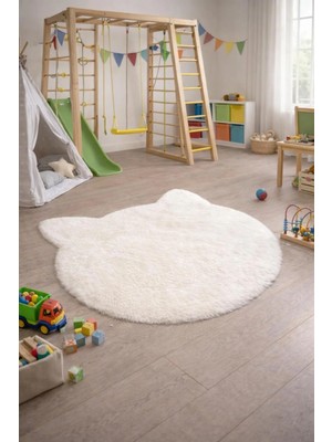 Eyprich Kuzu Post Peluş Süet Taban Kedi Desenli Ince Halı - Yumuşak Dokulu Tüy