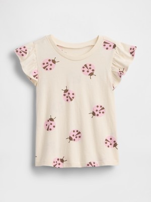 Gap Kız Bebek Kırık Beyaz Babygap Uçuşan Kol T-Shirt
