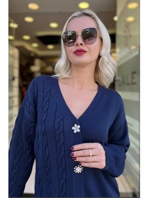 Unique Düğme Detaylı Triko Hırka