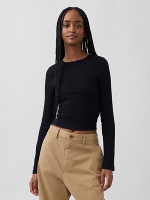 Gap Kadın Siyah Modern Fitilli T-Shirt