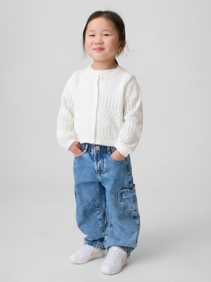 Gap Kız Bebek Beyaz Pointelle Triko Hırka