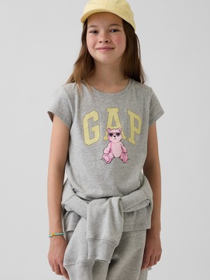 Gap Kız Çocuk Açık Gri Kids Grafik T-Shirt