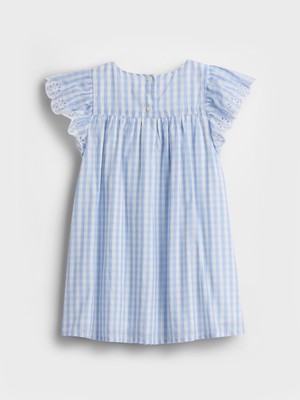 Gap Kız Bebek Mavi Baby & Toddler Eyelet Gingham Elbisesi
