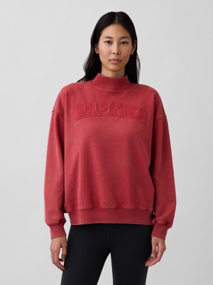 Gap Kadın Kırmızı Heavyweight Fransız Havlu Kumaş Oversized Mockneck Sweatshirt