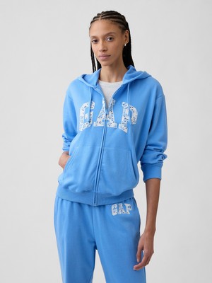 Gap Kadın Açık Mavi Gap Logo Fermuarlı Fransız Havlu Kumaş Sweatshirt