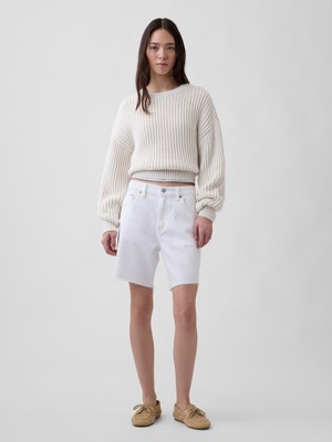 Gap Kadın Beyaz Mid Rise Ultrasoft Loose Bermuda Şortlar
