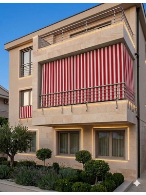 Gön Ev ve Otel Tekstili Yağmur Geçirmez Balkon Perdesi Branda Kumaş – Kalın, Bağcıklı – İsteğe Bağlı Kornişli veya Kuş Gözü Halkalı – Her Ölçüye Özel Dikim – Dış Mekan Perdesi