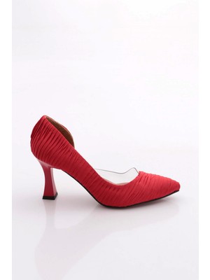 Dgn 0653 Kadin Sivri Burun Parmak Dekolteli Yani Transparan Uzun Topuklu Ayakkabi