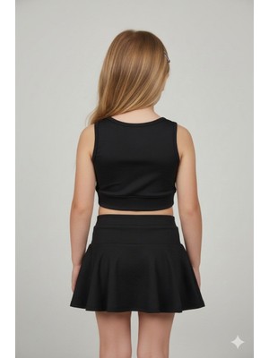 Trend Bebe Butik Kız Çocuk Modern Tasarım Şortlu Etekli Ikili Mayo Takımı Lila