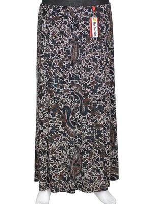 Hermevsim Hesna Kadın Betül 8 Parça Lastikli Astarsız Siyah Etek Desen 64