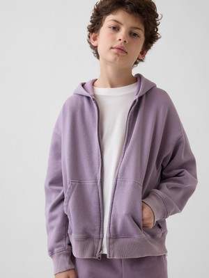 Gap Erkek Çocuk Mor Vintagesoft Relaxed Fermuarlı Sweatshirt