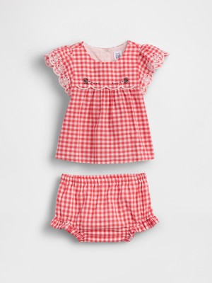 Gap Bebek Kırmızı Eyelet Gingham Outfit Set