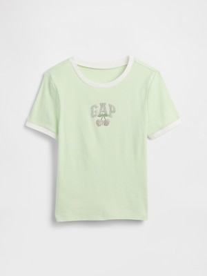 Gap Kız Çocuk Açık Yeşil Ringer Grafik Baskılı T-Shirt