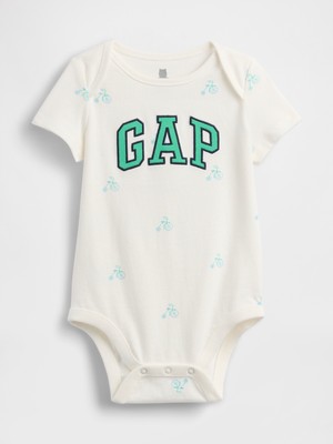 Gap Bebek Beyaz First Favorites Organik Pamuk Logo Bodysuit
