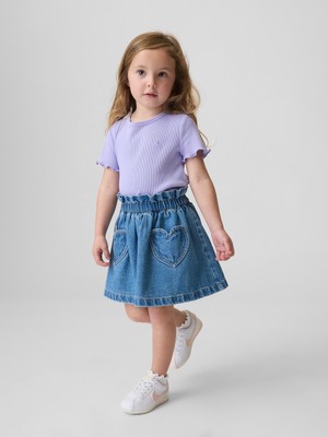 Gap Kız Bebek Mavi Heart Pocket Denim Etek