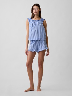 Gap Kadın Açık Mavi Fırfırlı Poplin Şort Pijama Altı