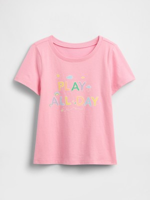 Gap Kız Bebek Pembe Grafik Baskılı T-Shirt