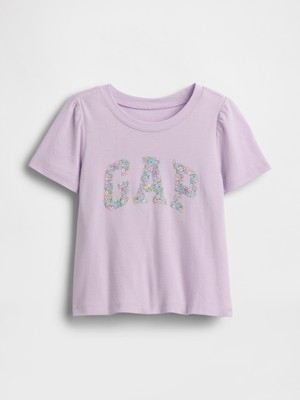 Gap Kız Bebek Lila Mix & Match Çiçek Desenli Logo T-Shirt