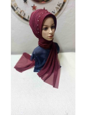 Ergül Hazır Duvak Simli Bordo Nuray Model Duvak,hazır Duvak,düğün,hazır Şal,hazır Türban,abiye Şal,sünnet,nişan,söz