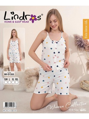 Boyraz Lindros BR-01355 Kadın Ip Askılı Bürümcük Düğmeli Şort Takım