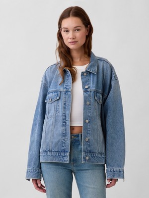 Gap Kadın Açık Mavi Oversized Icon Denim Ceket