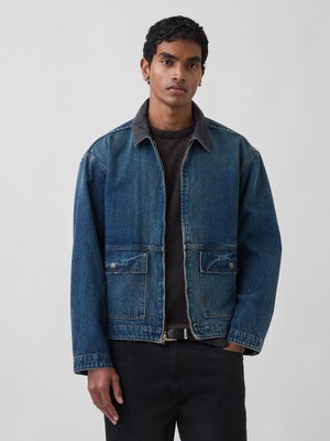 Gap Erkek Mavi Denim Workwear Ceket