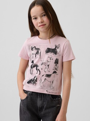Gap Kız Çocuk Pembe Grafik Baskılı T-Shirt