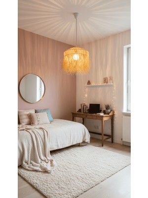 Rattam Siam Serisi: El Örgüsü Doğal Hasır Sarkıt Avize (45-50CM Yükseklik)