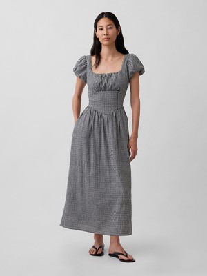 Gap Kadın Çok Renkli Keten Karışımı Drop-Waist Maxi Elbise