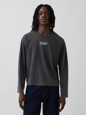 Gap Erkek Siyah Relaxed Gap Logo Crop T-Shirt