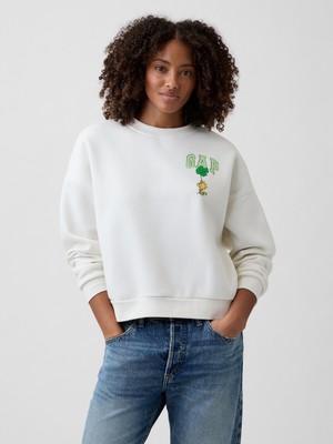 Gap Kadın Beyaz Peanuts Oversized Wedge Sweatshirt
