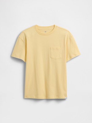 Gap Erkek Çocuk Sarı Kids Everyday Soft Stripe Pocket T-Shirt