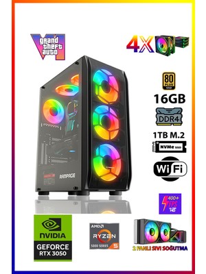 Gamepage Master Rtx8 Ryzen 5 5500 16GB Ram 1tb M.2 SSD RTX3050 Masaüstü Oyuncu Bilgisayarı