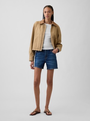 Gap Kadın Koyu Mavi 5" Mid Rise Yumuşak Denim Şortlar