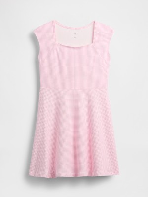 Gap Kız Çocuk Pembe Jersey Kare Yaka Elbise