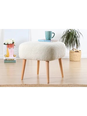 Vivense Lamberr Teddy Kürk Puf, Beyaz